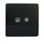 Trendi Switch Piano Black TV Coaxial & F-Type Satellite Socket - Screwless