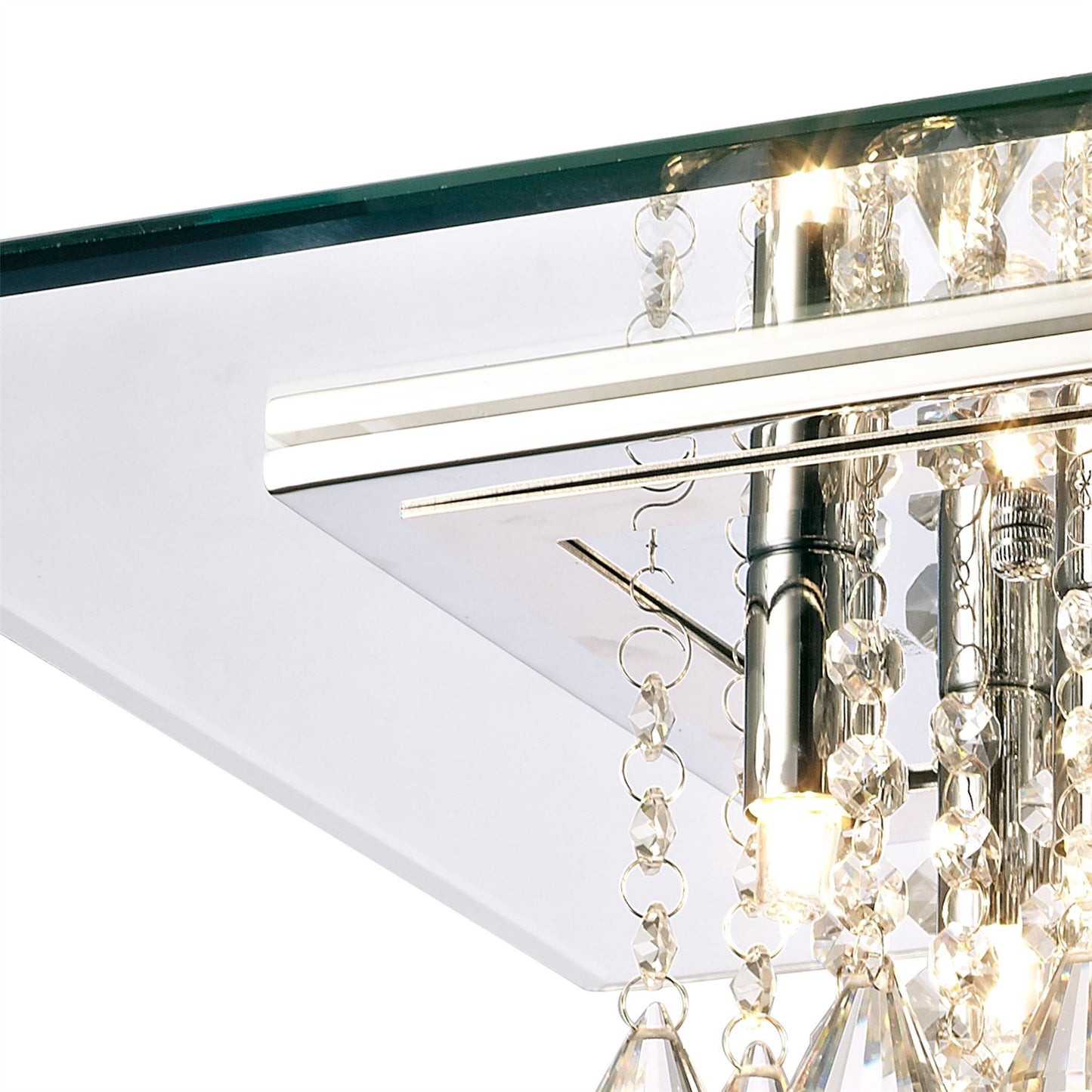Diyas Starda Flush  Square 5 Light G9 Chrome/Crystal Ceiling Light Fitting