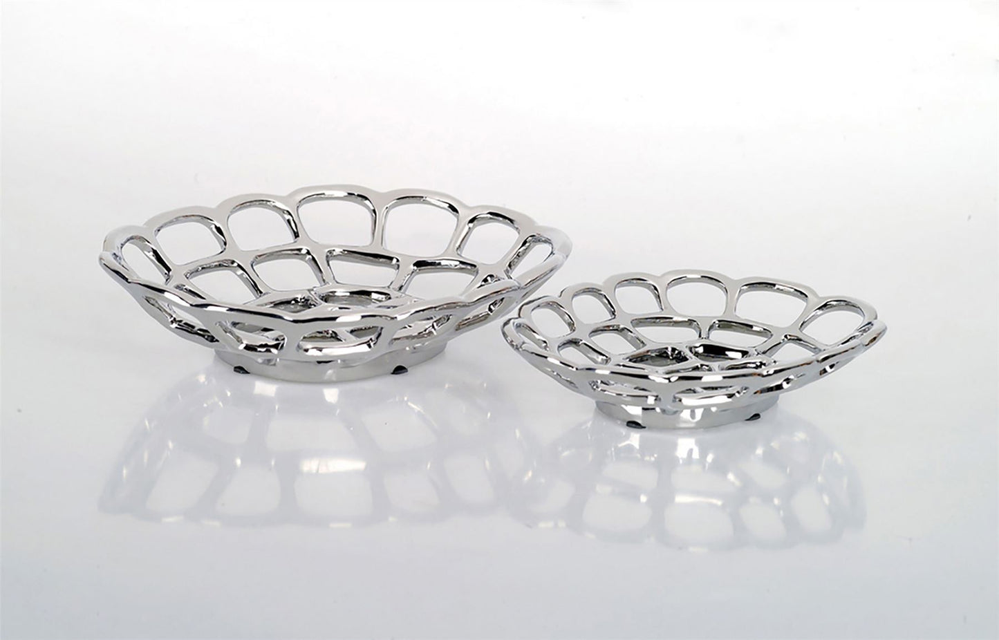 Diyas Home Ceramics (DH) Set Of Plates Polished Chrome Ceramic Ceramics