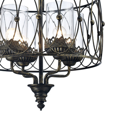 Diyas Malcolm 46cm Single  4 Light E27 Black/Gold with Clear Glass Ceiling Pendant Light Fitting