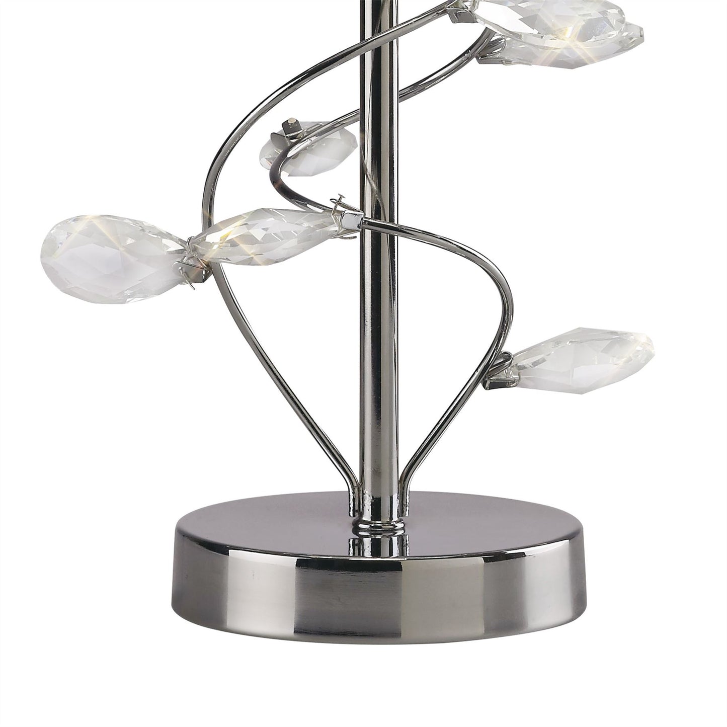 Diyas Willow Crystal Table Lamp with White Shade 1 Light E27 Polished Chrome