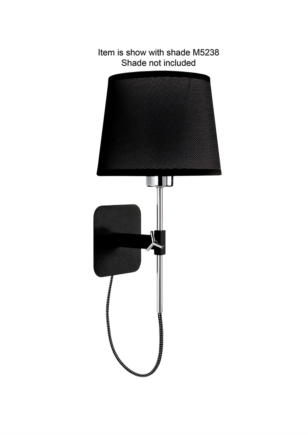 Mantra M5319 Habana Wall Light Telescopic WITHOUT SHADE 1 Light E27 Black/Polished Chrome