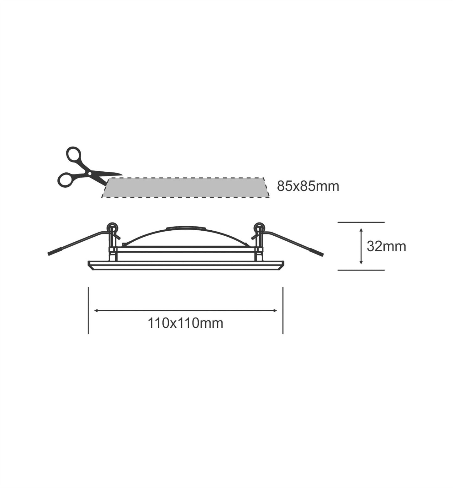 Techtouch Intego Ultra-Slim Square Small 8W Cool White 330lm, Cut Out: 85x85mm, 3yrs Warranty Recessed