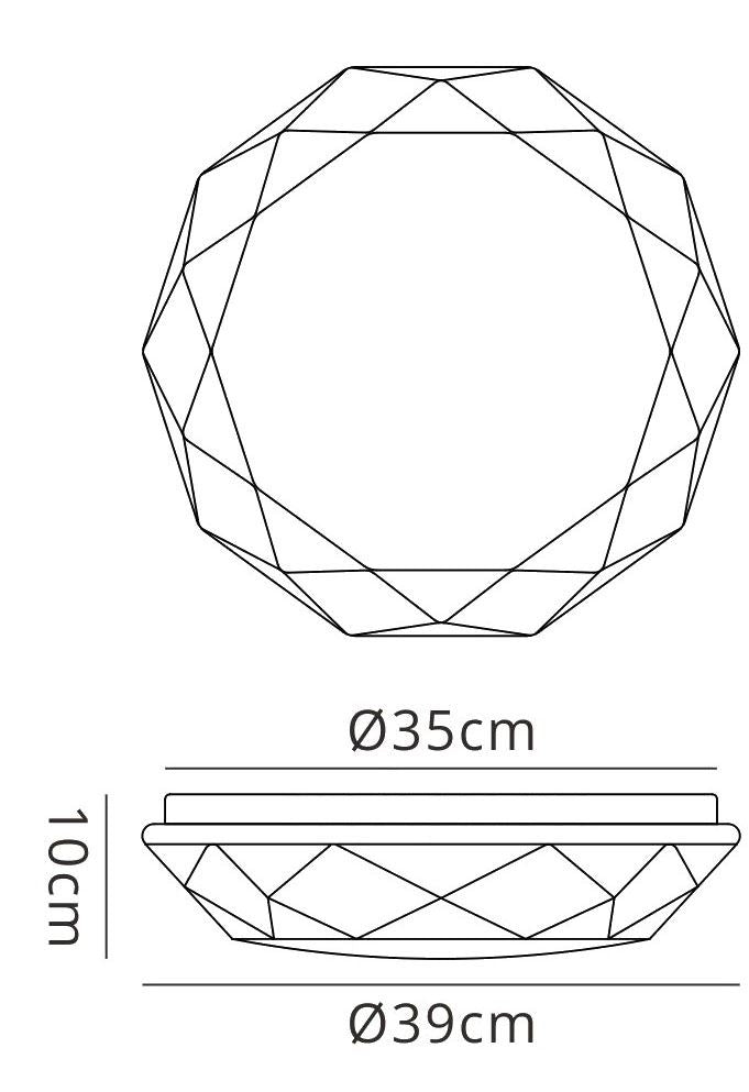 Mantra Fusion M5111 Diamante Ceiling 21W LED 3000K, 2100lm, White Acrylic, 3yrs Warranty - M5111 Ceiling
