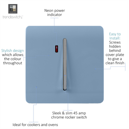Trendi Artistic Modern Glossy 45 A Tactile Light Switch & Neon Insert Sky