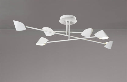 Mantra Capuccina 115cm Large 6 Light Semi Flush, 45W LED, 3000K, 3100lm, White, 3yrs Warranty