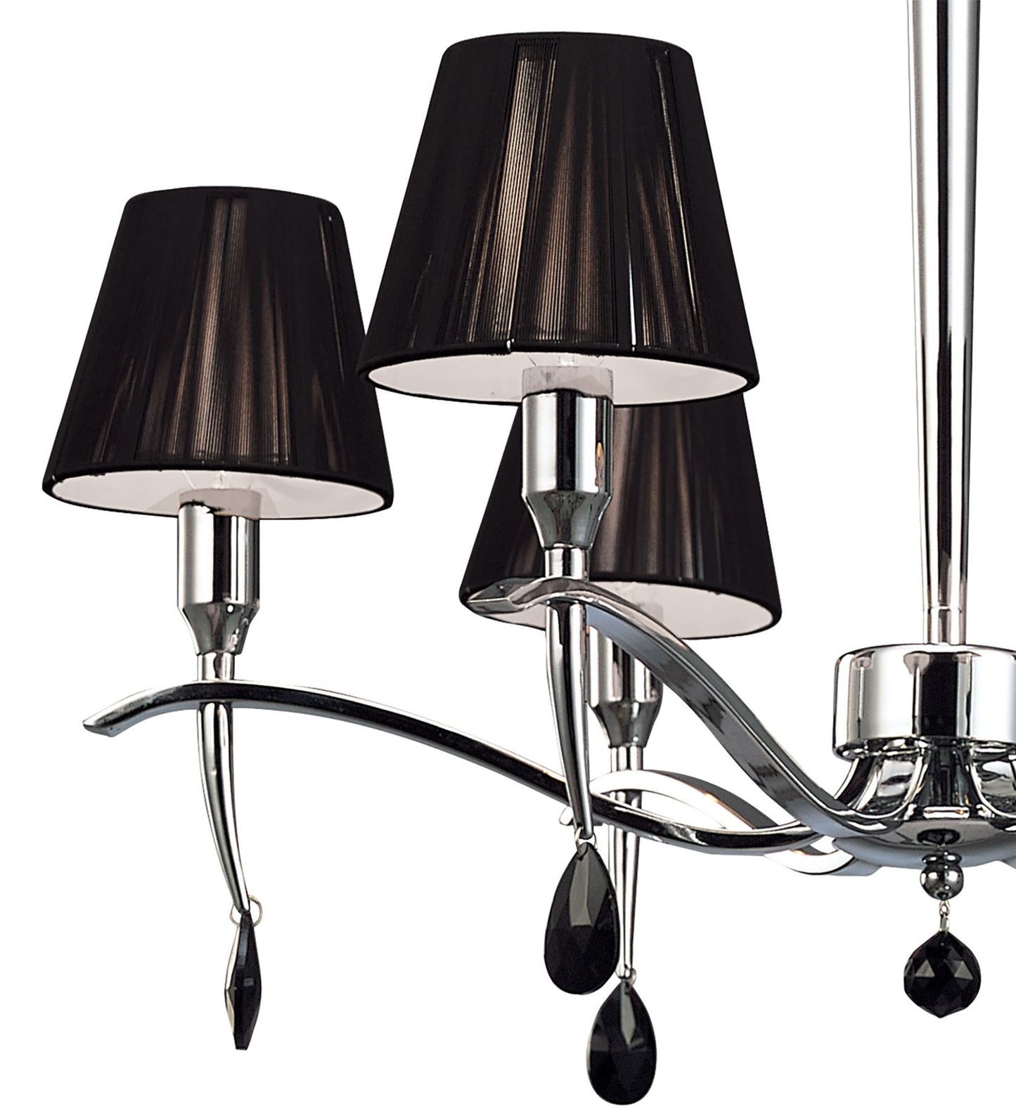 Mantra M0342 Siena Pendant Round 6 Light E14, Polished Chrome with Black Shades and Black Crystal