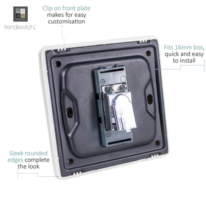 Trendi 1 Gang Modern Screwless Television Satellite Socket in White - ART-SATWH