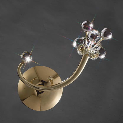 Diyas Octavia Wall Light Switched 1 Light G4 Left Facing French Gold/Crystal, NOT LED/CFL Compatible