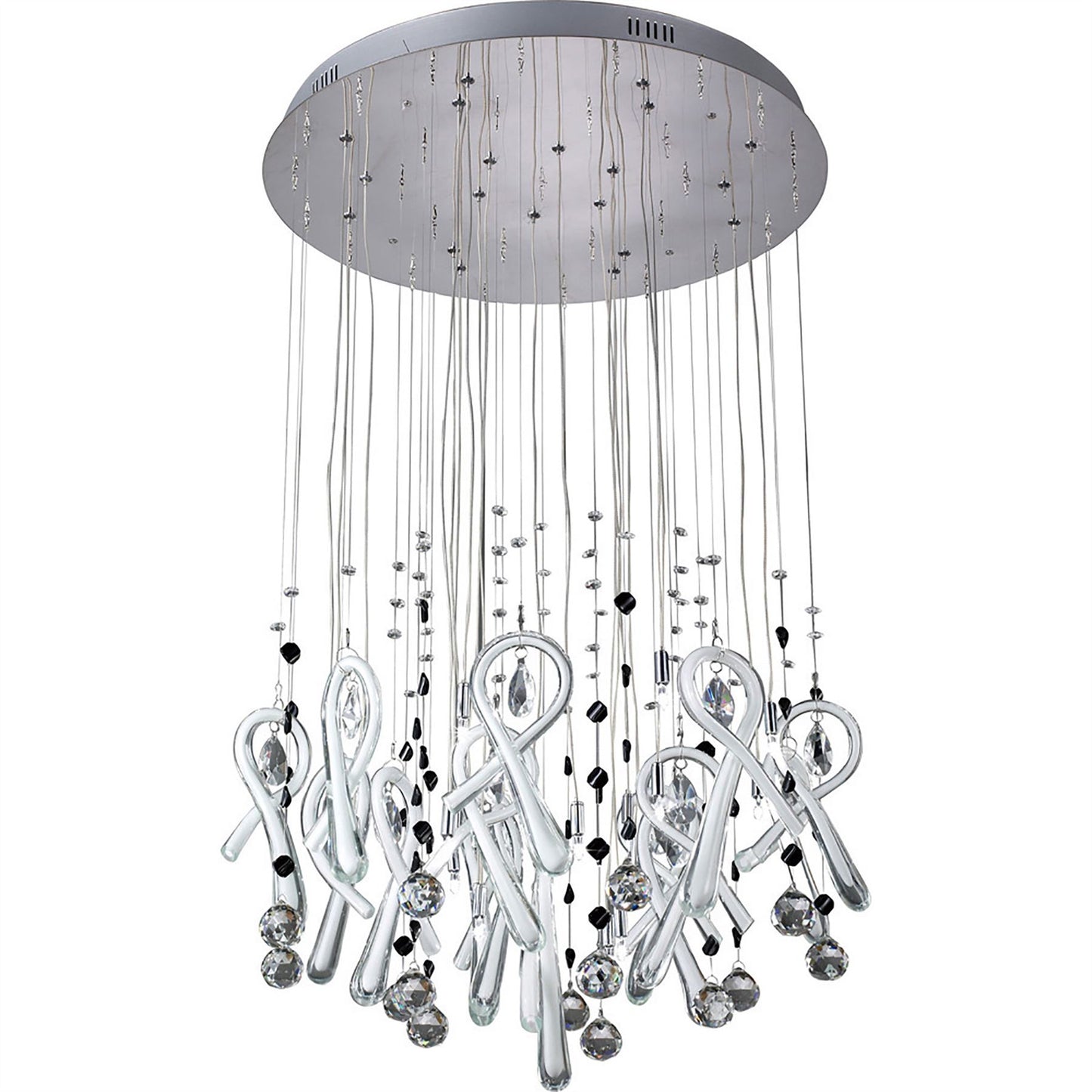 Diyas Class 60cm  Round 20 Light G4 Polished Chrome/White Glass/Crystal, NOT LED/CFL Compatible Ceiling Pendant Light Fitting