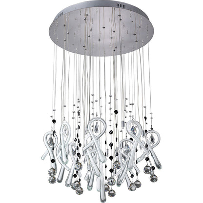Diyas Class 60cm  Round 20 Light G4 Polished Chrome/White Glass/Crystal, NOT LED/CFL Compatible Ceiling Pendant Light Fitting