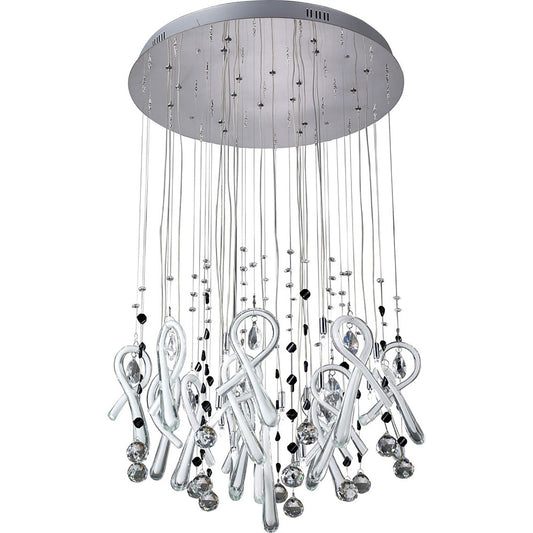 Diyas Class 60cm  Round 20 Light G4 Polished Chrome/White Glass/Crystal, NOT LED/CFL Compatible Ceiling Pendant Light Fitting