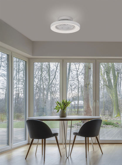 Tibet Mini 53cm 70W LED Dimmable Ceiling Light With 35W DC Reversible Fan, Remote, 3900lm, White, 5yrs Warranty