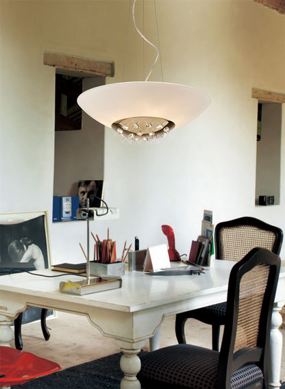 Diyas Amada 45cm  6 Light G9, French Gold/Opal White Glass Ceiling Pendant Light Fitting