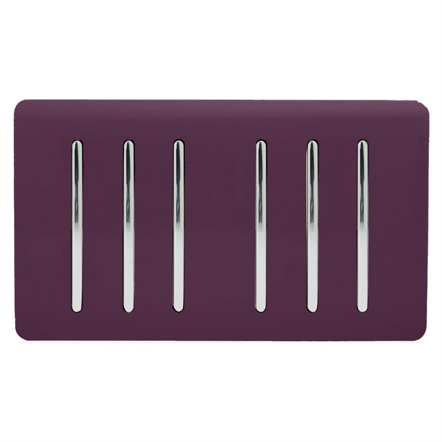Trendi Artistic Modern Glossy 6 Gang 2 Way Rocker Double Plate Tactile Light Switch Plum