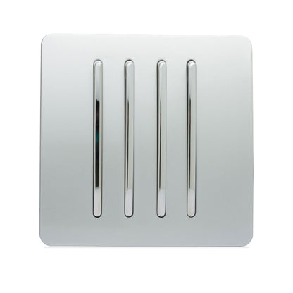 Trendi 4 Gang 2 Way Artistic Modern 10 Amp Rocker Light Switch Silver ART-SS8SI