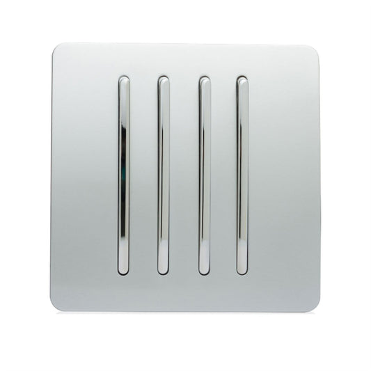 Trendi 4 Gang 2 Way Artistic Modern 10 Amp Rocker Light Switch Silver ART-SS8SI