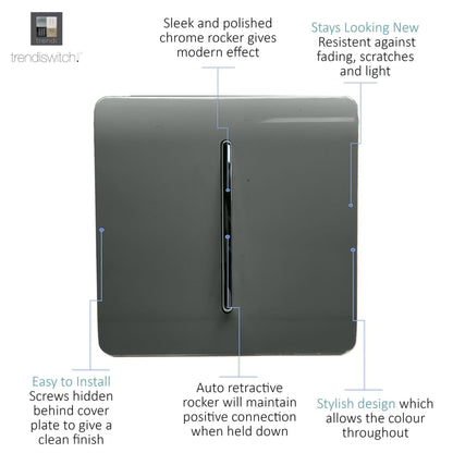 Trendi Artistic Modern Glossy Tactile Auto Retractive Door Bell Switch Charcoal
