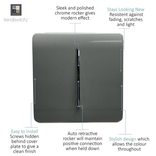 Trendi Artistic Modern Glossy Tactile Auto Retractive Door Bell Switch Charcoal