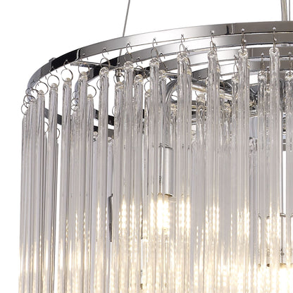Diyas Zanthe 45cm  Round 10 Light G9 Polished Chrome/Clear Glass Ceiling Pendant Light Fitting