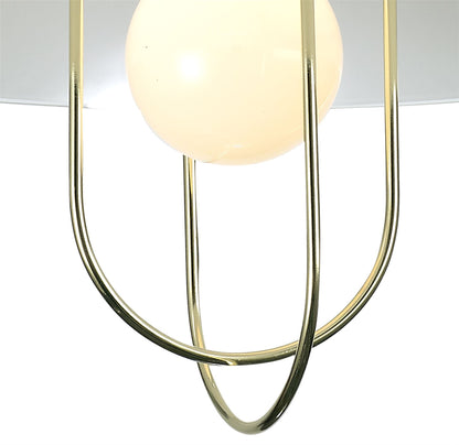 Deco Riva Rise & Fall Pendant 1 Light E27, Polished Brass/Opal White Glass Shade