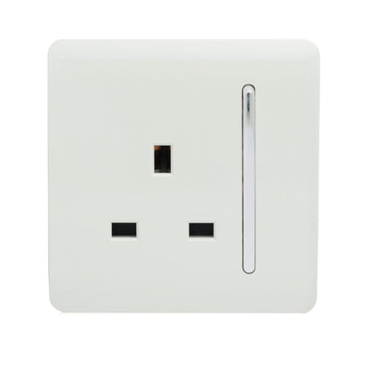 Trendi 1 Gang Artistic Modern 13 Amp Switched Plug Socket White ART-SKT13WH