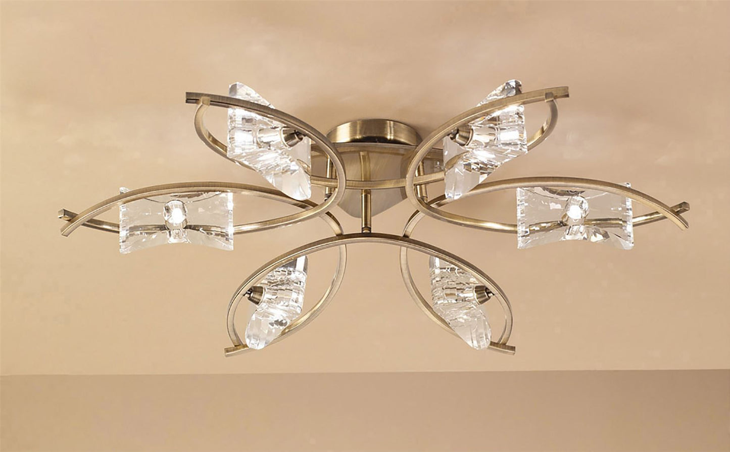 Mantra Kromo 79cm Ceiling 6 Light G9, Antique Brass