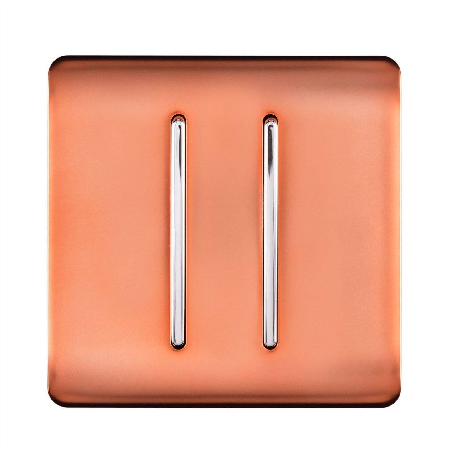 Trendi 2 Gang 2 Way Artistic Modern Glossy 10 Amp Rocker Tactile Light Switch Copper