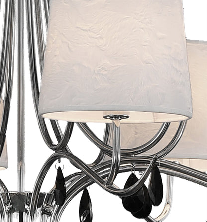 Mantra M6312 Andrea Pendant 100cm Round, 8 x E14 (Max 20W), Polished Chrome, White Shades, Black Crystal Droplets