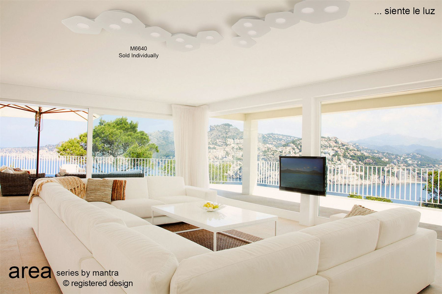 Mantra Area Linear Ceiling Light, 7 x GX53 (Max 9W, Not Included), Sand White