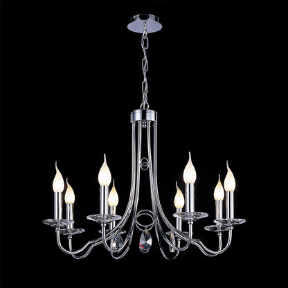 Diyas Danya 69cm  Round 8 Light E14 Polished Chrome/Crystal Ceiling Pendant Light Fitting