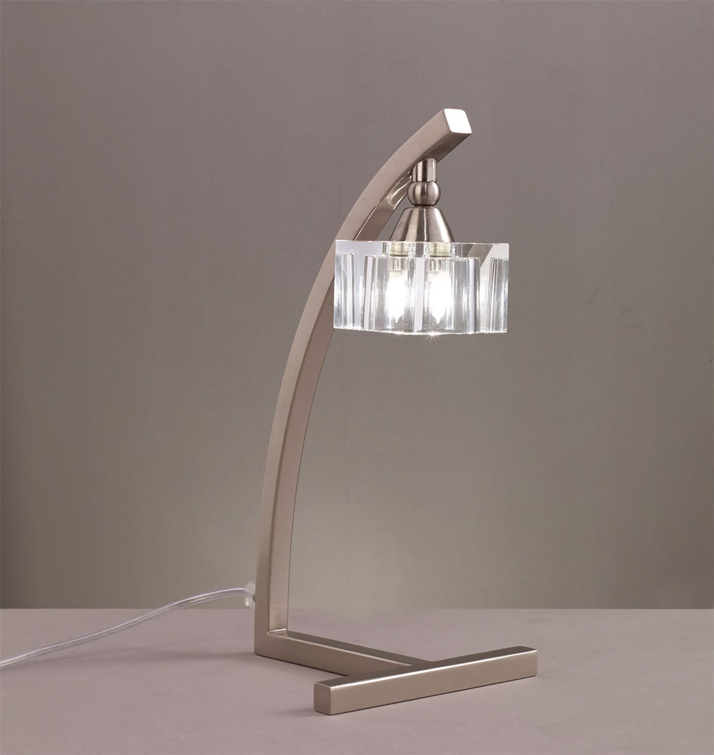 Mantra Cuadrax Table Lamp 1 Light G9 Satin Nickel