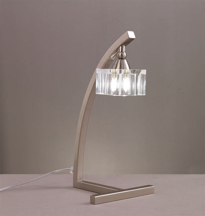 Mantra Cuadrax Table Lamp 1 Light G9 Satin Nickel
