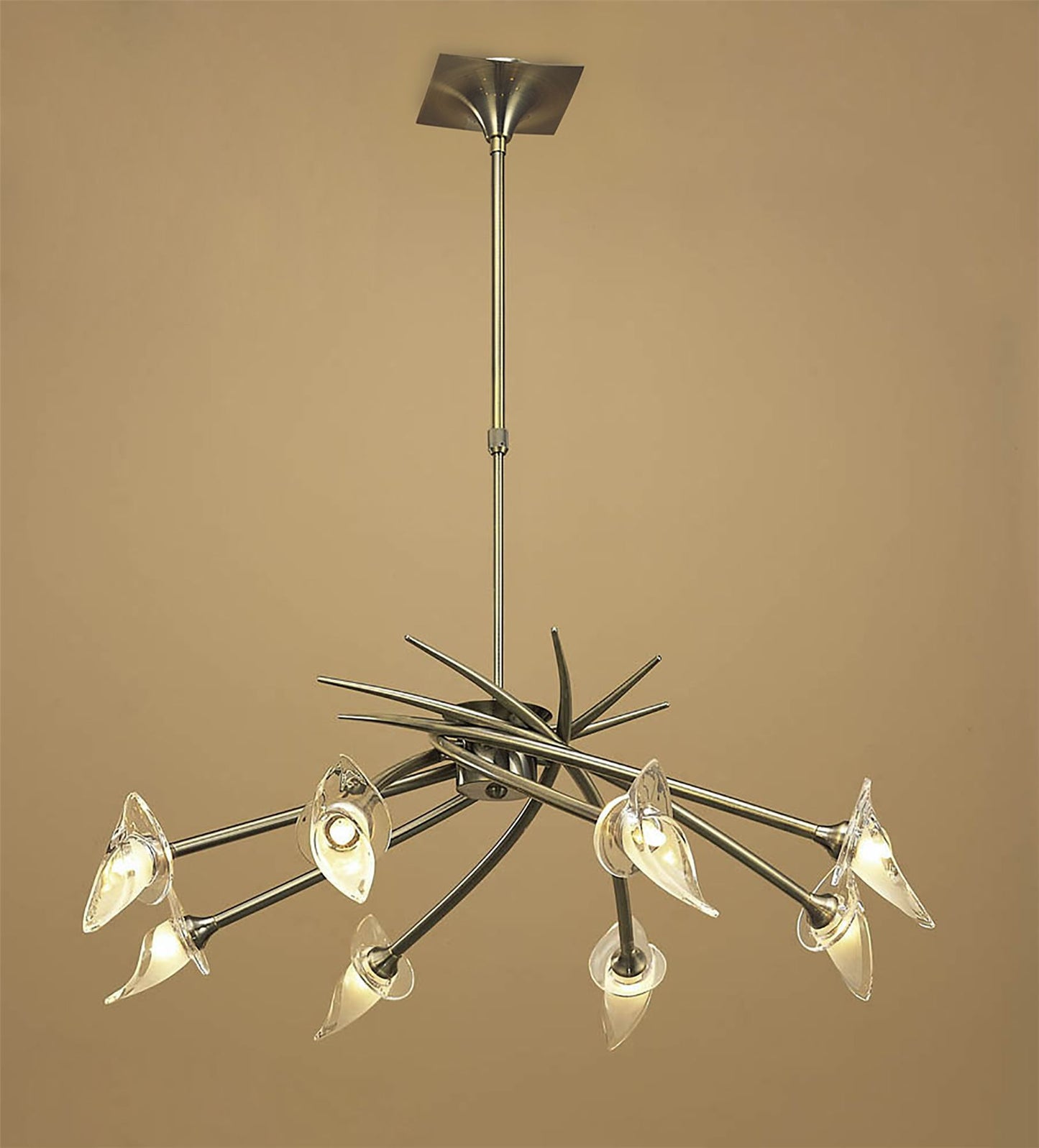 Mantra Flavia 80cm Telescopic Pendant Round 8 Light G9, Antique Brass