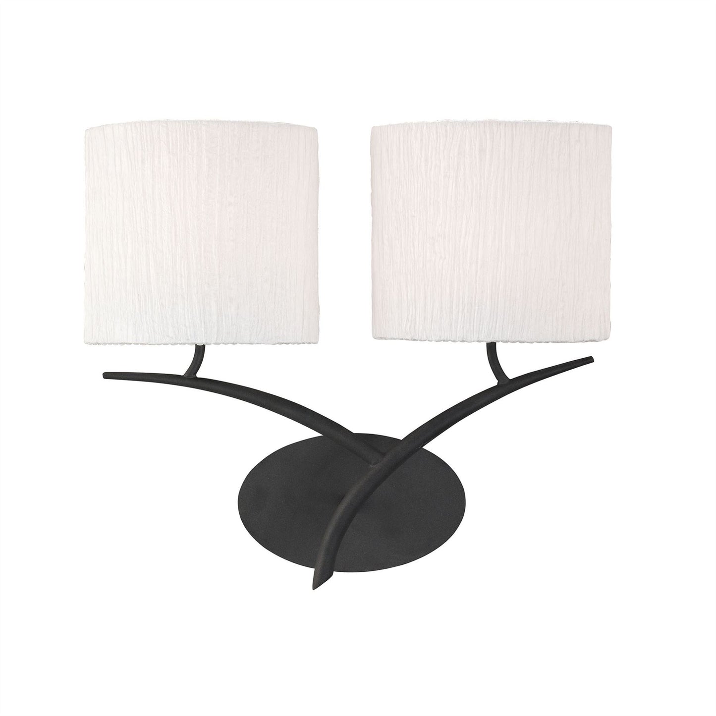 Mantra M1155 Eve Wall Light 2 Light E27, Anthracite with White Oval Shades