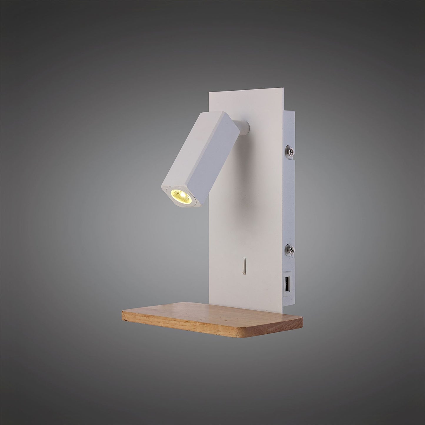 Mantra M5463 Nordica II Position Wall Light with USB Socket, 180lm, 1x3W 3000K LED White/Beech, 3yrs Warranty