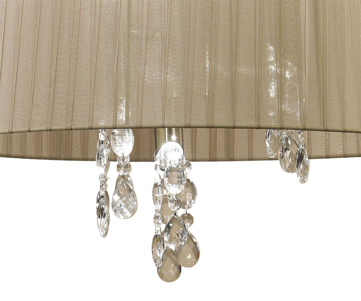 Mantra M3880 Tiffany Pendant 3+3 Light E14+G9, Antique Brass with Soft Bronze Shade & Clear Crystal