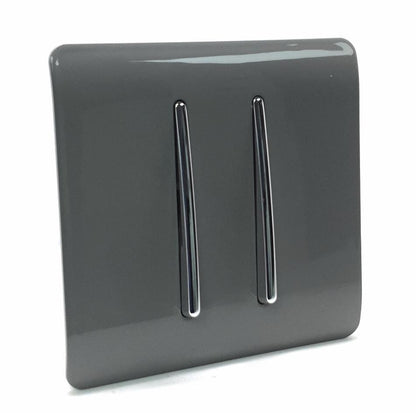 Trendi 2 Gang Artistic Modern Glossy Tactile Home Automation Switch Warm Grey