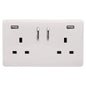 Trendi 2 Gang Artistic Modern Glossy 13 Amp 2 x 3.1mA USB Switched Plug Socket Ice White