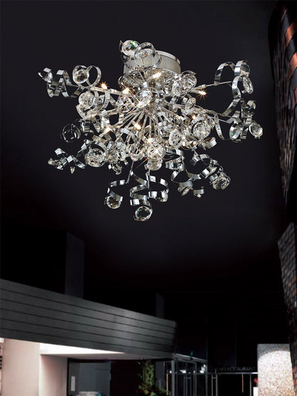 Diyas Kurlz 80cm  15 Light G4 Polished Chrome/Crystal, NOT LED/CFL Compatible Ceiling Light Fitting