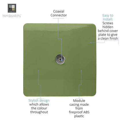 Trendi Artistic Modern Glossy Tactile TV Socket Moss Green