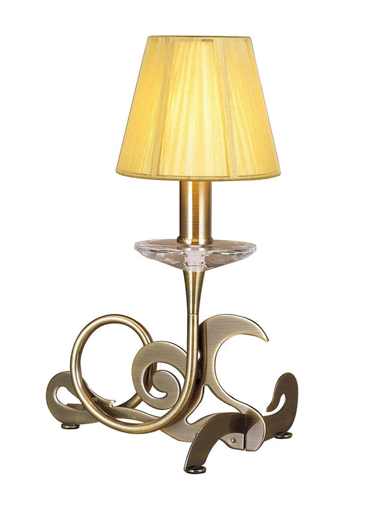 Mantra Acanto Table Lamp 1 Light E14, Antique Brass with Amber Cream Shade
