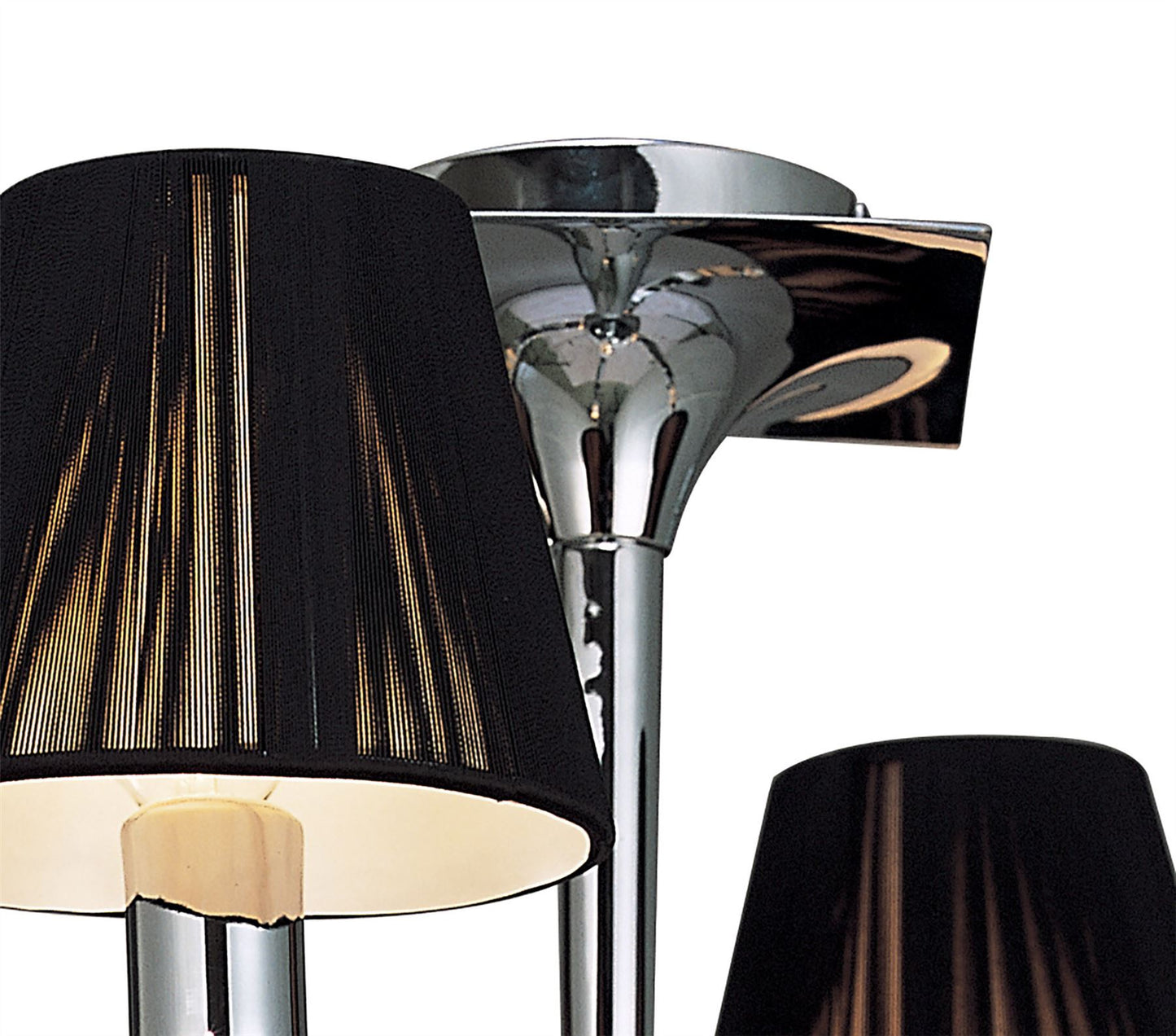 Mantra M0345 Siena Semi Ceiling Round 4 Light E14, Polished Chrome with Black Shades and Black Crystal