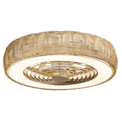 Kilimanjaro 65cm 70W LED Dimmable Ceiling Light With 35W DC Reversible Fan c/w Remote Control, 4200lm, Beige Rattan, 5yrs Wrnty