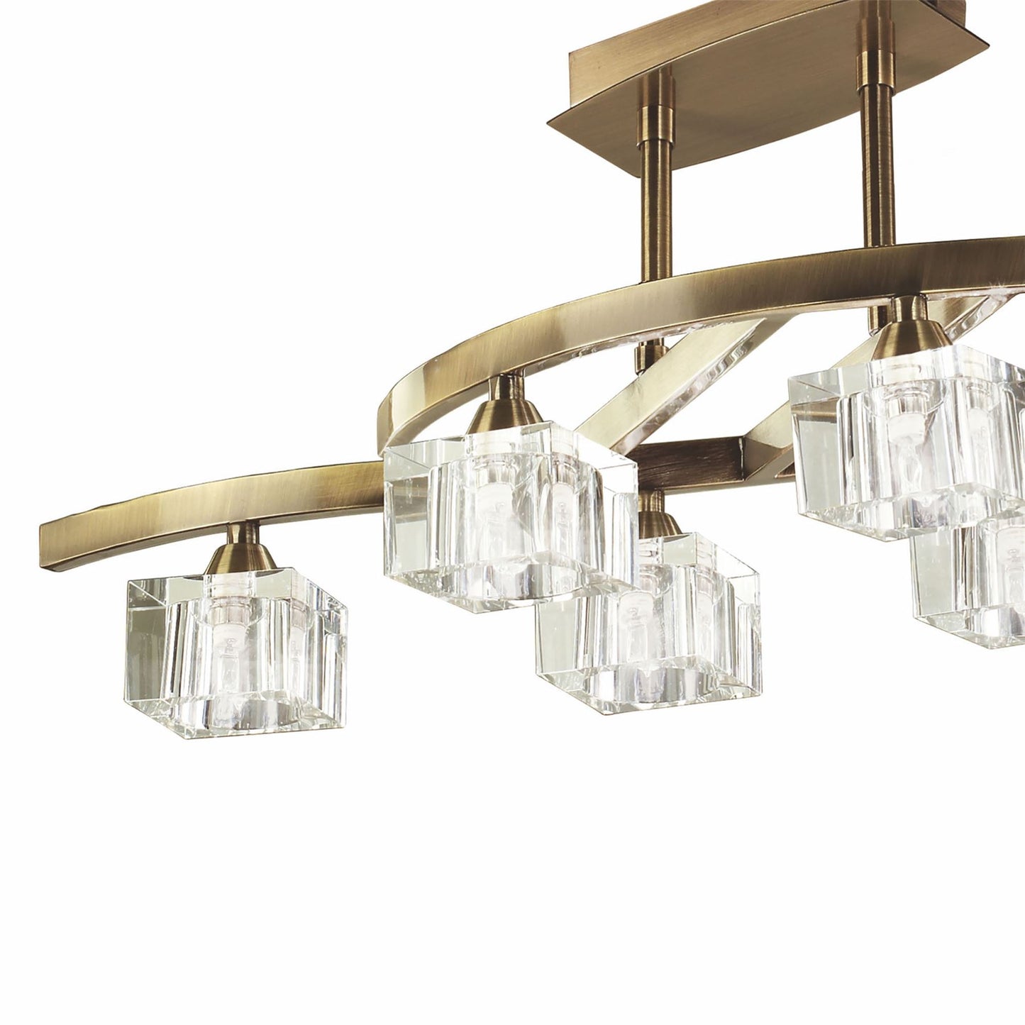 Mantra Cuadrax Rectangular Telescopic Semi Flush 6 Light G9, Antique Brass