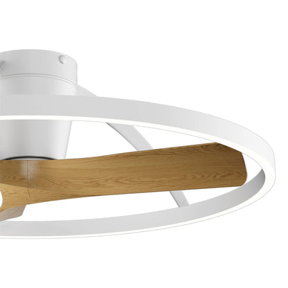 Nepal II Mini 75cm 32W LED Dimmable Light With Built-In 32W DC Reversible Fan, White/Wood Finish c/w Remote Control, 4000lm, 5yrs Warranty