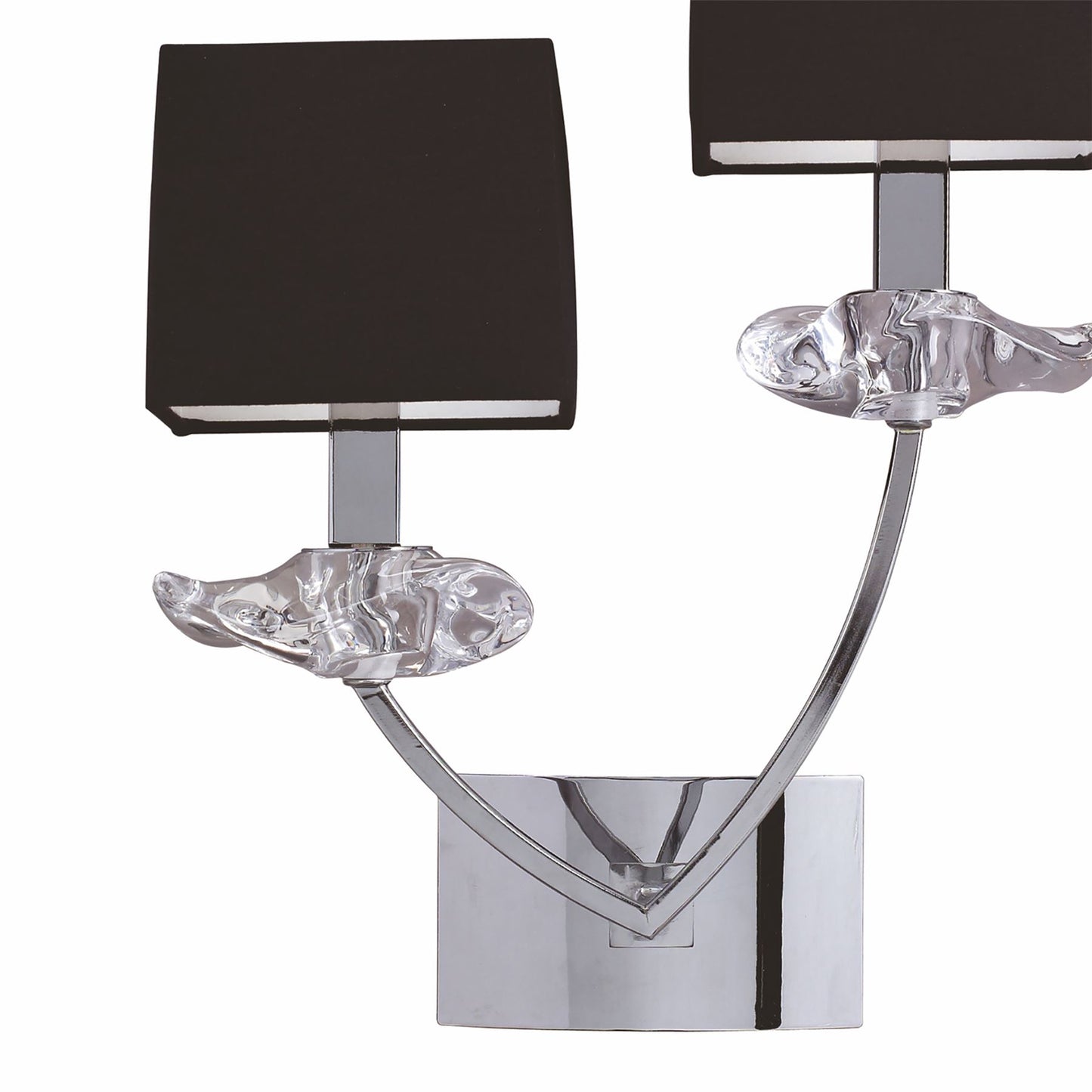 Mantra Akira Wall Light Switched 2 Light E14, Polished Chrome with Black Shades
