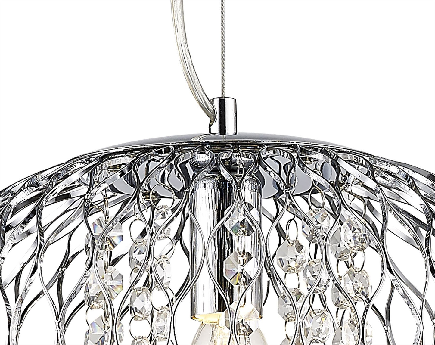 Diyas Chelsie 28cm Medium  1 Light E14 Polished Chrome/Clear Beaded Glass Ceiling Pendant Light Fitting