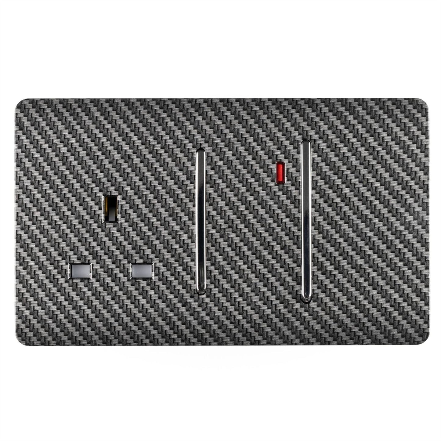 Trendi Switch 45 Amp Modern Designer Cooker Switch & 13 Amp Plug Socket with Neon in Carbon Fibre
