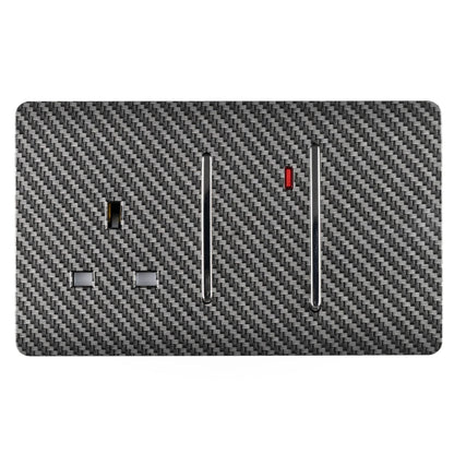 Trendi Switch 45 Amp Modern Designer Cooker Switch & 13 Amp Plug Socket with Neon in Carbon Fibre